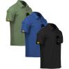 imageZITY 3 Pack Mens Polo Shirt Short Sleeve Sports Performance Business Casual Golf Shirts for Men Collared Tactical TShirtsBlack Blue Green
