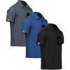 imageZITY 3 Pack Mens Polo Shirt Short Sleeve Sports Performance Business Casual Golf Shirts for Men Collared Tactical TShirtsBlack Blue Grey