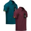 imageZITY Mens 2 Pack Polo Shirts Short Sleeve Performance Sports Golf Shirt for Men Tactical ShirtTealblue Winered