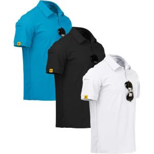imageZITY 3 Pack Mens Polo Shirt Short Sleeve Sports Performance Business Casual Golf Shirts for Men Collared Tactical TShirts3pcs012bgbbww
