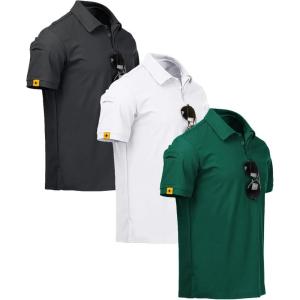 imageZITY 3 Pack Mens Polo Shirt Short Sleeve Sports Performance Business Casual Golf Shirts for Men Collared Tactical TShirtsDarkgray Forestgreen White