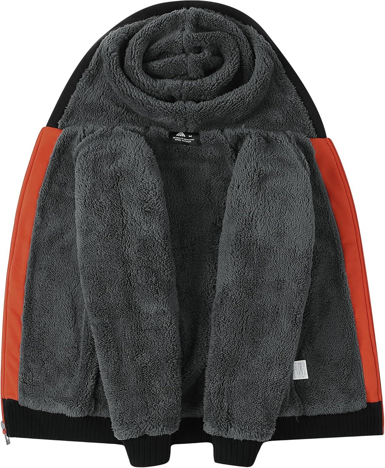imageZITY Boys Zip Up Hoodie Fleece Jacket Kids Sherpa Lined Sweatshirts Outerwear Unisex Warm Winter Coat 615 Years OldBlack Orange