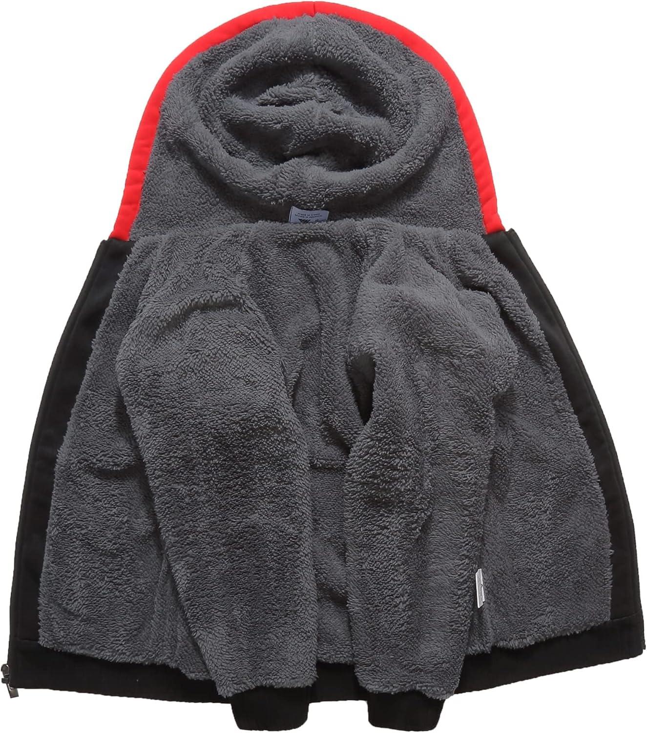 imageZITY Boys Zip Up Hoodie Fleece Jacket Kids Sherpa Lined Sweatshirts Outerwear Unisex Warm Winter Coat 615 Years OldBlack Red