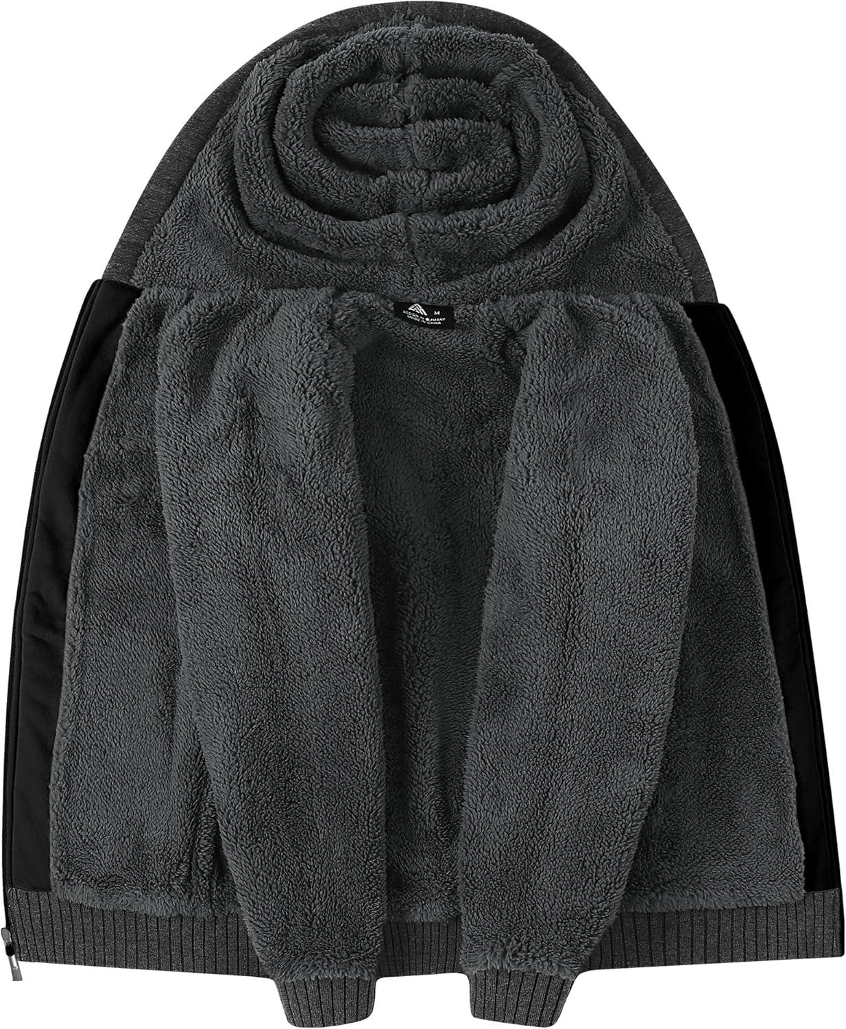 imageZITY Boys Zip Up Hoodie Fleece Jacket Kids Sherpa Lined Sweatshirts Outerwear Unisex Warm Winter Coat 615 Years OldDark Grey Black