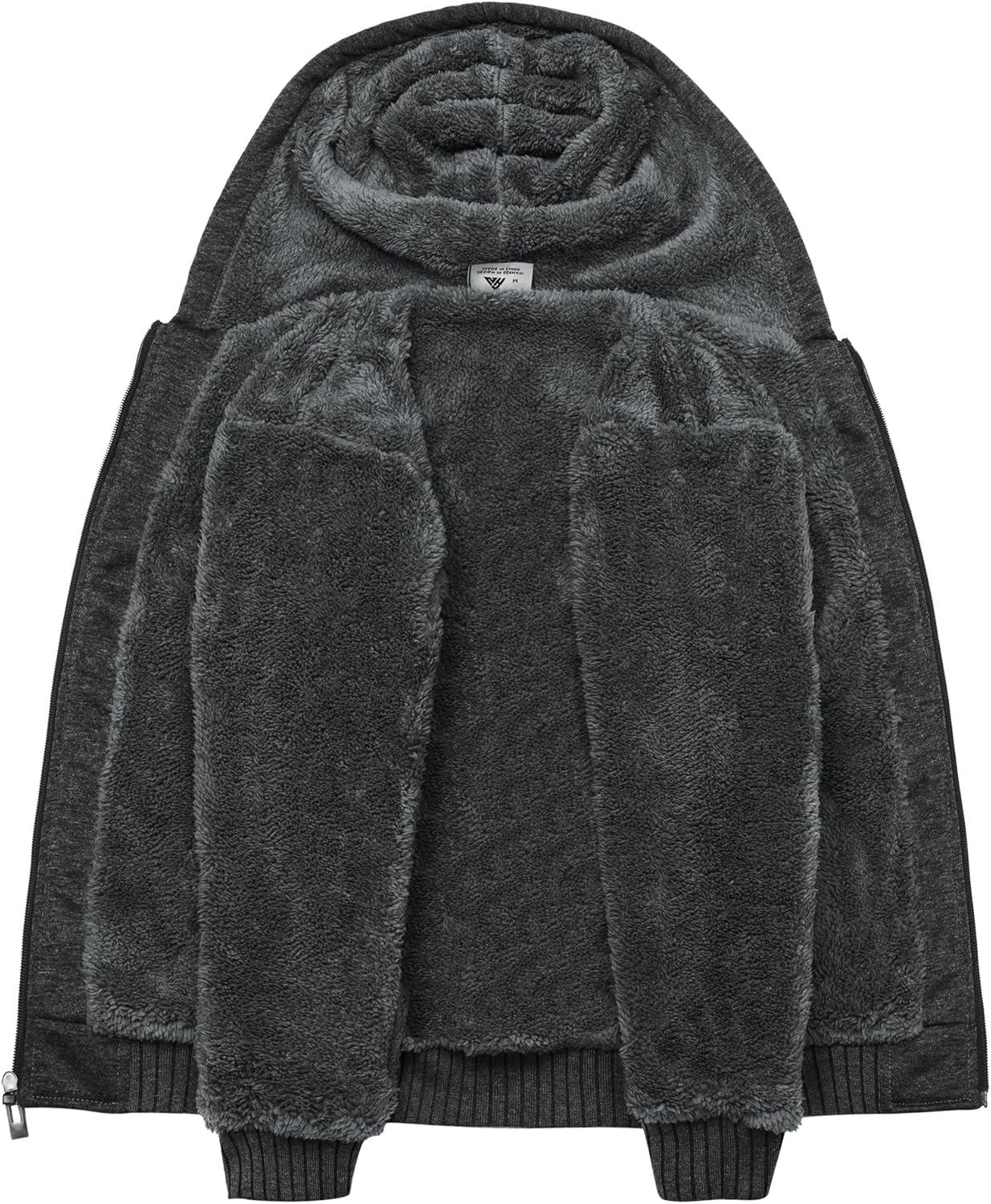 imageZITY Boys Zip Up Hoodie Fleece Jacket Kids Sherpa Lined Sweatshirts Outerwear Unisex Warm Winter Coat 615 Years OldDeep Grey