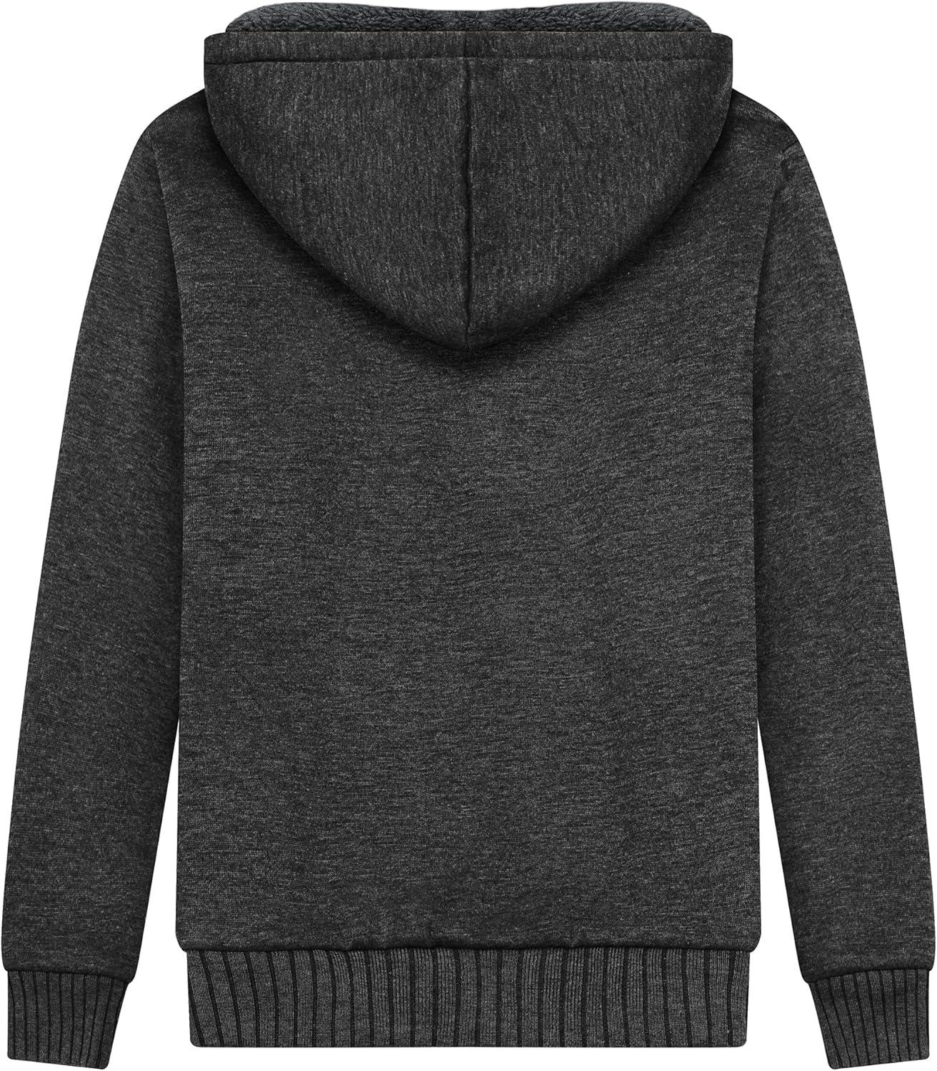 imageZITY Boys Zip Up Hoodie Fleece Jacket Kids Sherpa Lined Sweatshirts Outerwear Unisex Warm Winter Coat 615 Years OldDeep Grey