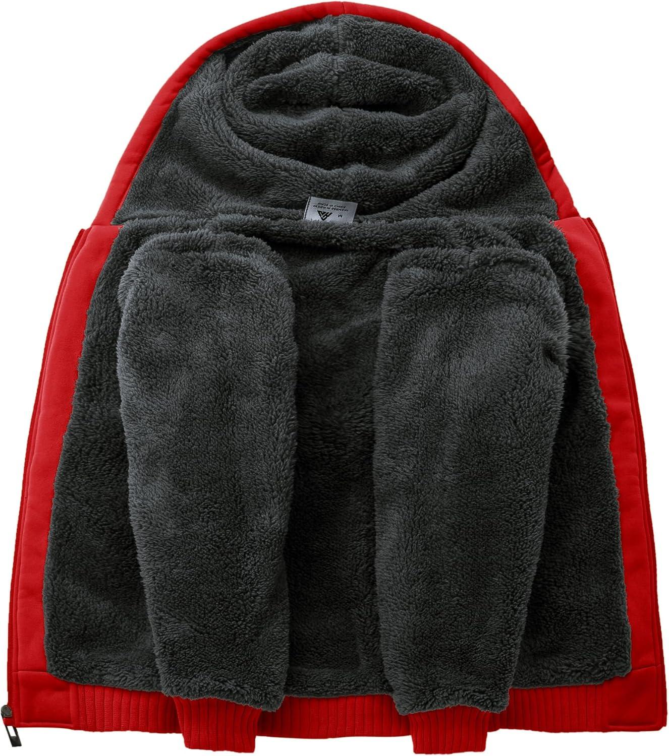 imageZITY Boys Zip Up Hoodie Fleece Jacket Kids Sherpa Lined Sweatshirts Outerwear Unisex Warm Winter Coat 615 Years OldRed
