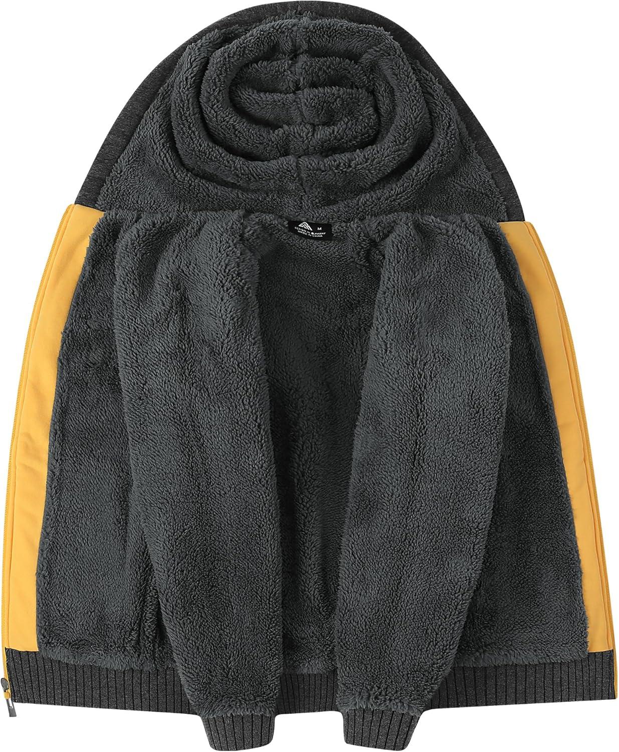 imageZITY Boys Zip Up Hoodie Fleece Jacket Kids Sherpa Lined Sweatshirts Outerwear Unisex Warm Winter Coat 615 Years OldYellow Grey