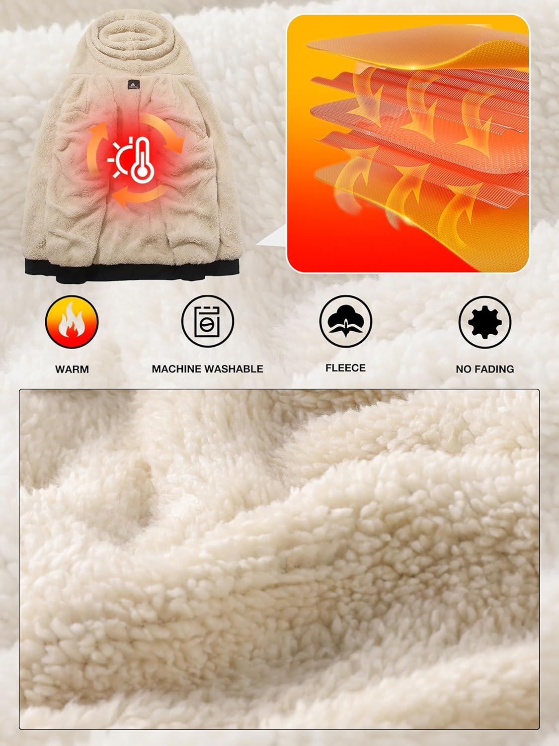 imageZITY Heavy Thick Hoodies for Men Plaid Flannel Warm Sherpa Fleece Lined Winter Full Zip Up CoatLight Gray White