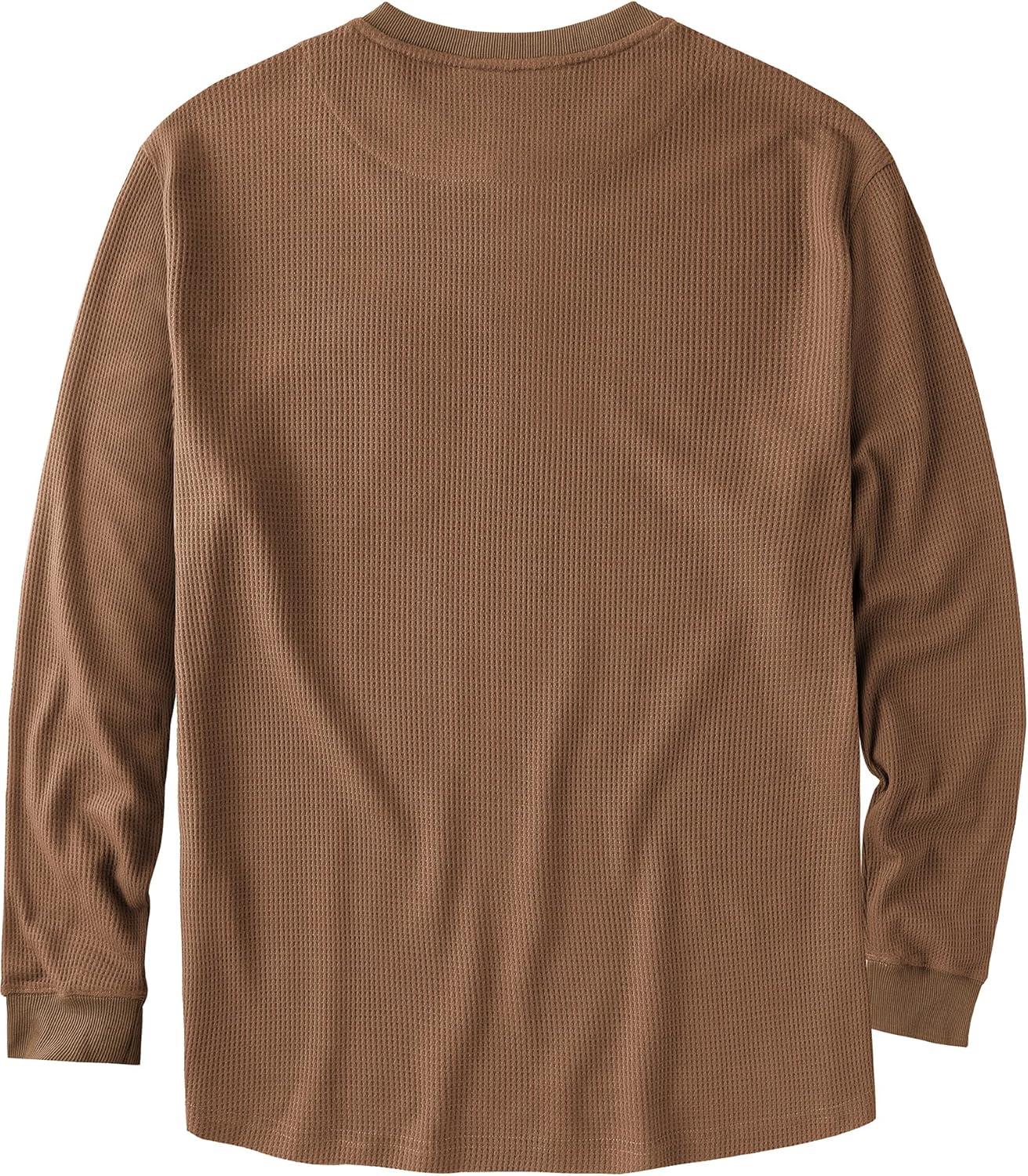 imageZITY Long Sleeve Henley Shirts for Men Casual Waffle Thermal Fashion Pullover 3Button TShirt with PocketBrown