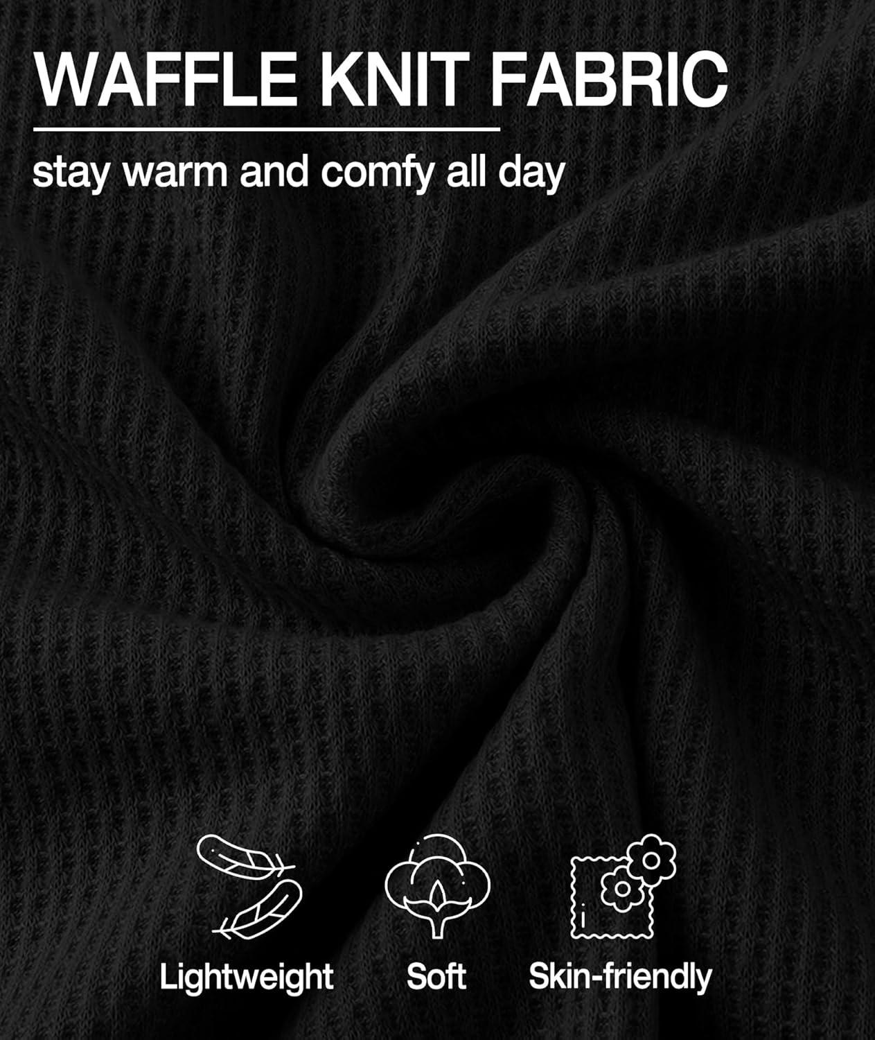 imageZITY Long Sleeve Henley Shirts for Men Casual Waffle Thermal Fashion Pullover 3Button TShirt with PocketZblack