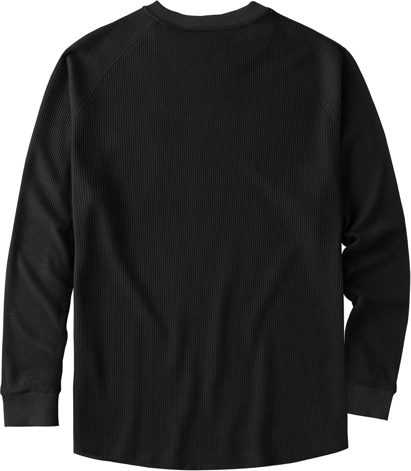 imageZITY Long Sleeve Henley Shirts for Men Casual Waffle Thermal Fashion Pullover 3Button TShirt with PocketZblack