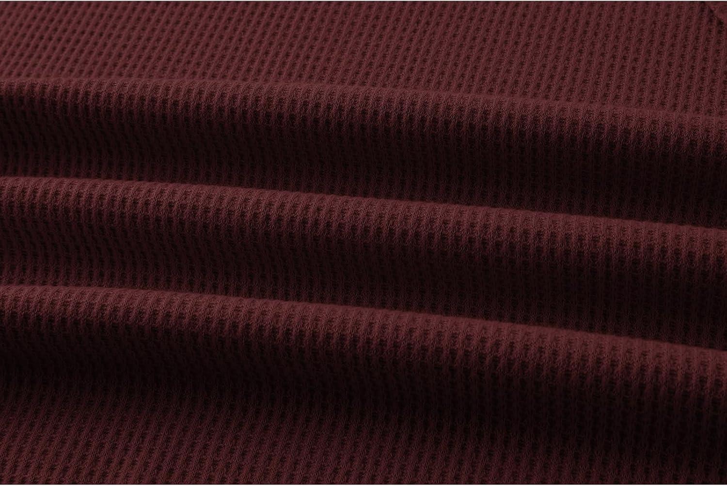 imageZITY Long Sleeve Henley Shirts for Men Casual Waffle Thermal Fashion Pullover 3Button TShirt with PocketZburgundy