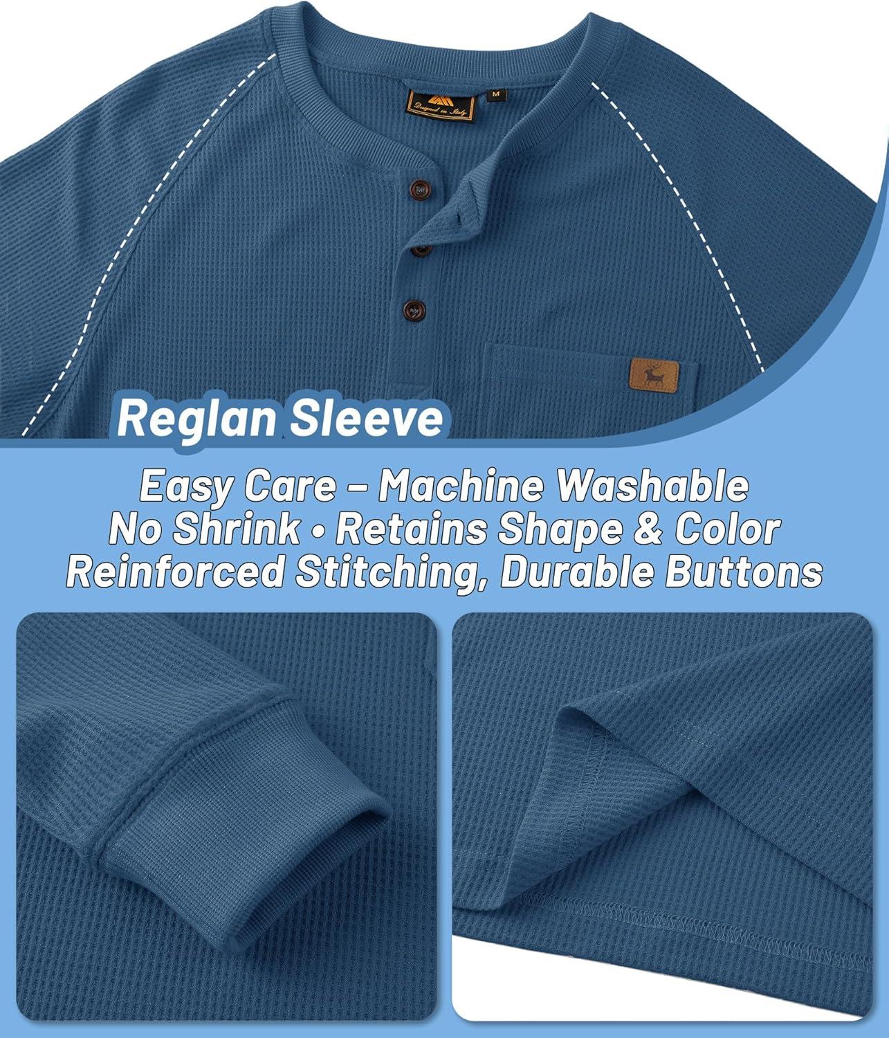 imageZITY Long Sleeve Henley Shirts for Men Casual Waffle Thermal Fashion Pullover 3Button TShirt with PocketZindigo