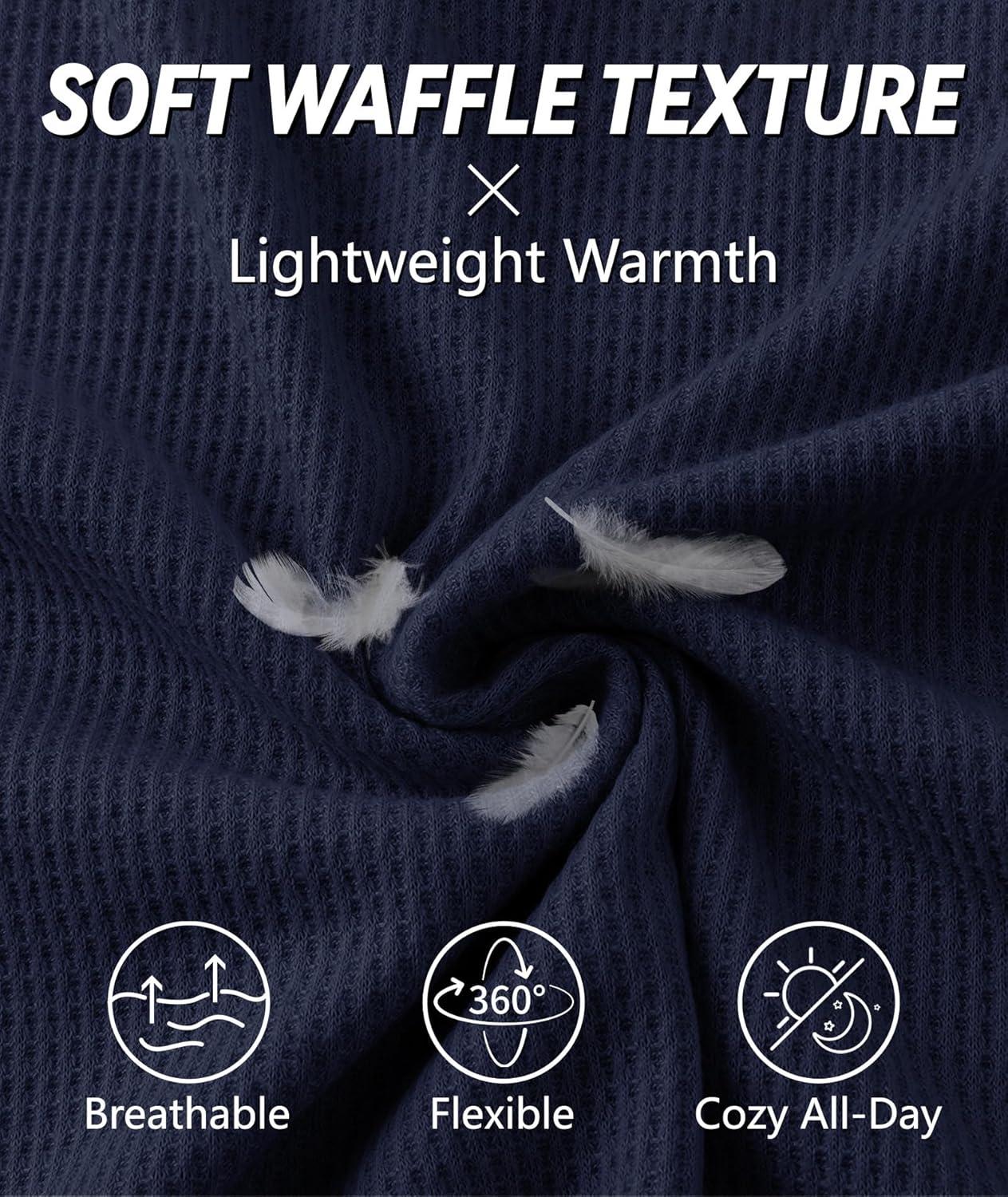 imageZITY Long Sleeve Henley Shirts for Men Casual Waffle Thermal Fashion Pullover 3Button TShirt with PocketZnavy Blue