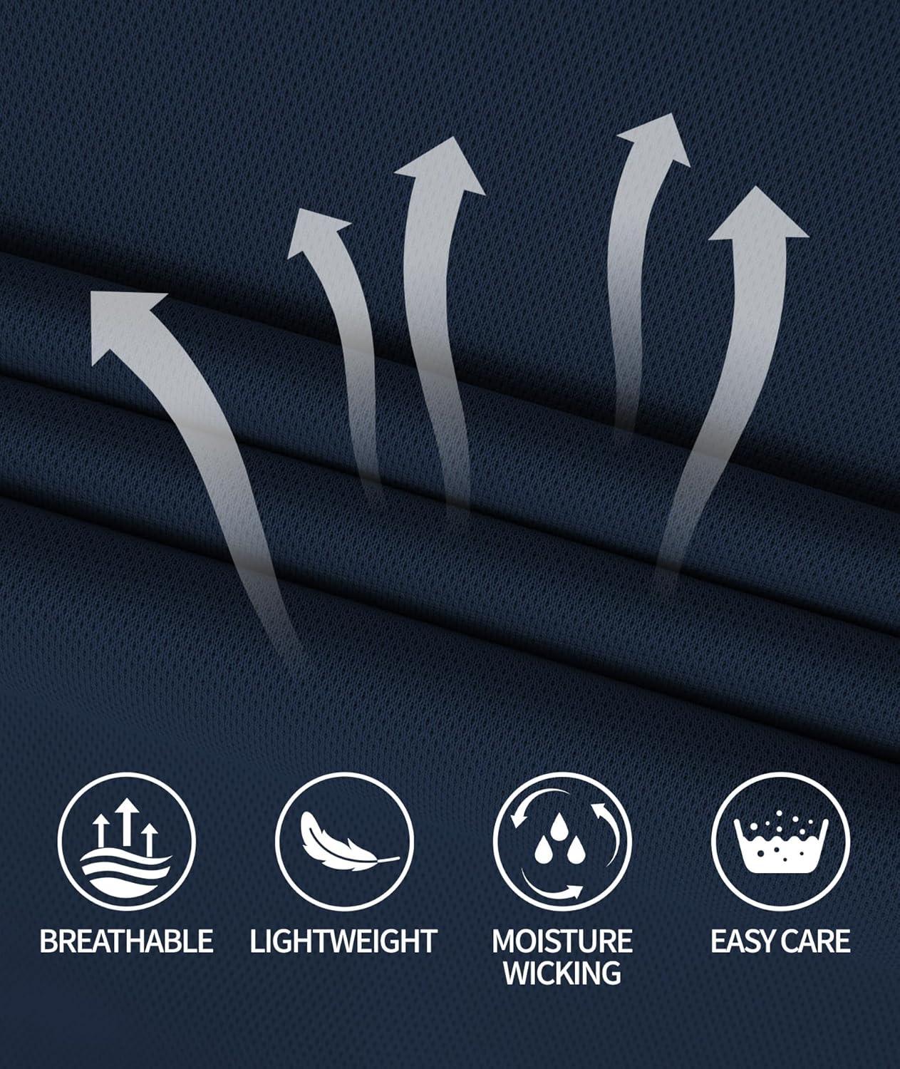 imageZITY Long Sleeve Polo Shirts for Men 3 Pack Collared Performance Golf Polos Mens Casual Shirts Moisture Wicking WorkwearBlack  Dark Blue  Dark Grey