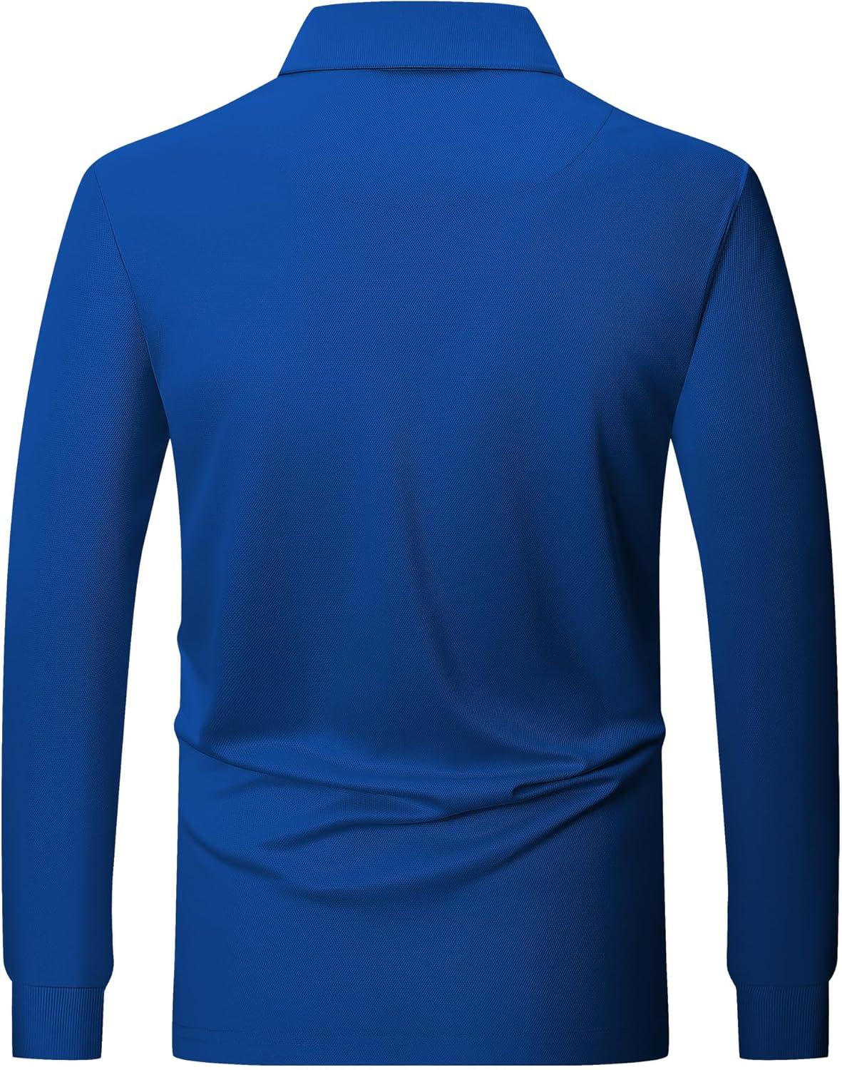 imageZITY Long Sleeve Polo Shirts for Men 3 Pack Collared Performance Golf Polos Mens Casual Shirts Moisture Wicking WorkwearRoyal Blue  Teal  Black