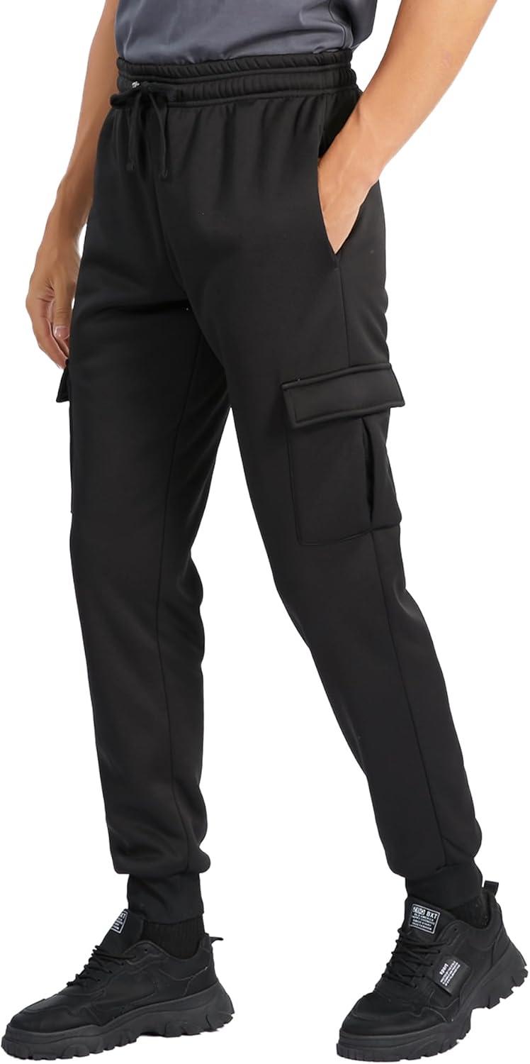 imageZITY Mens Thick Fleece Winter Pants Heavyweight Warm Sherpa Lined Athletic Jogger Sweatpants with Pockets002blackribbed Cuff
