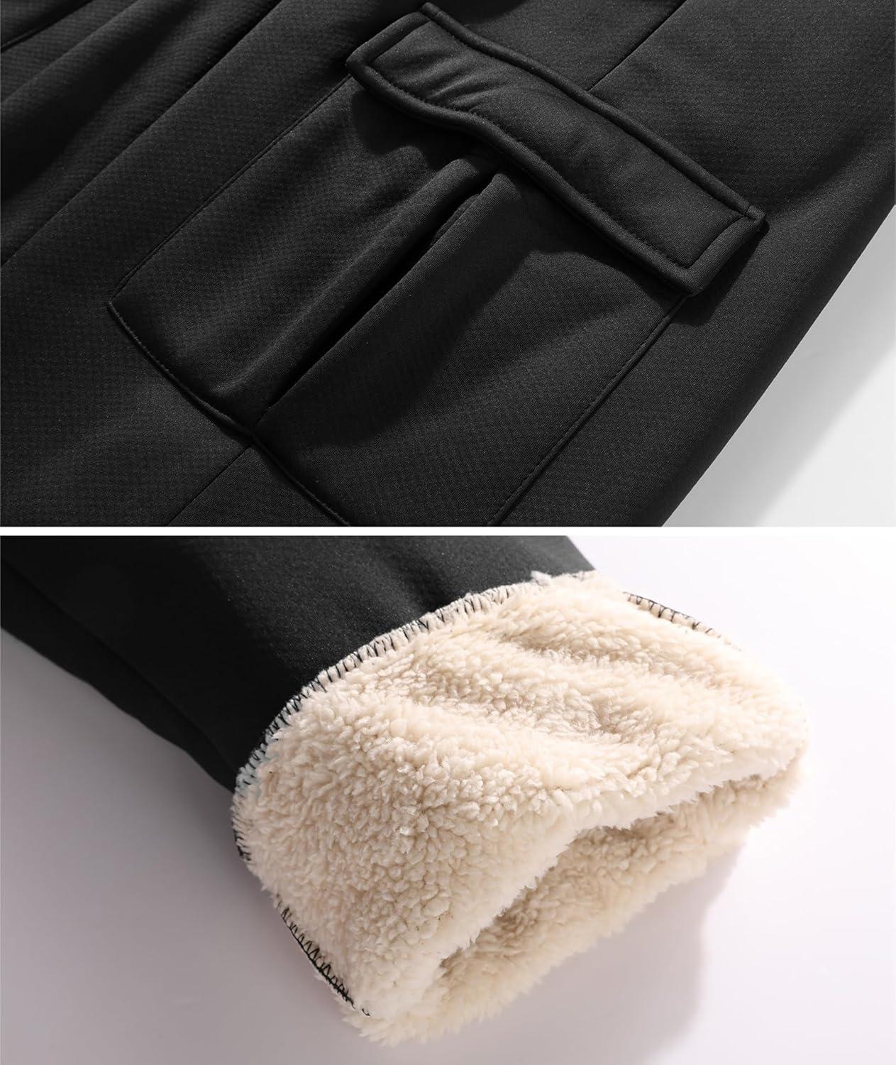 imageZITY Mens Thick Fleece Winter Pants Heavyweight Warm Sherpa Lined Athletic Jogger Sweatpants with Pockets002blackribbed Cuff
