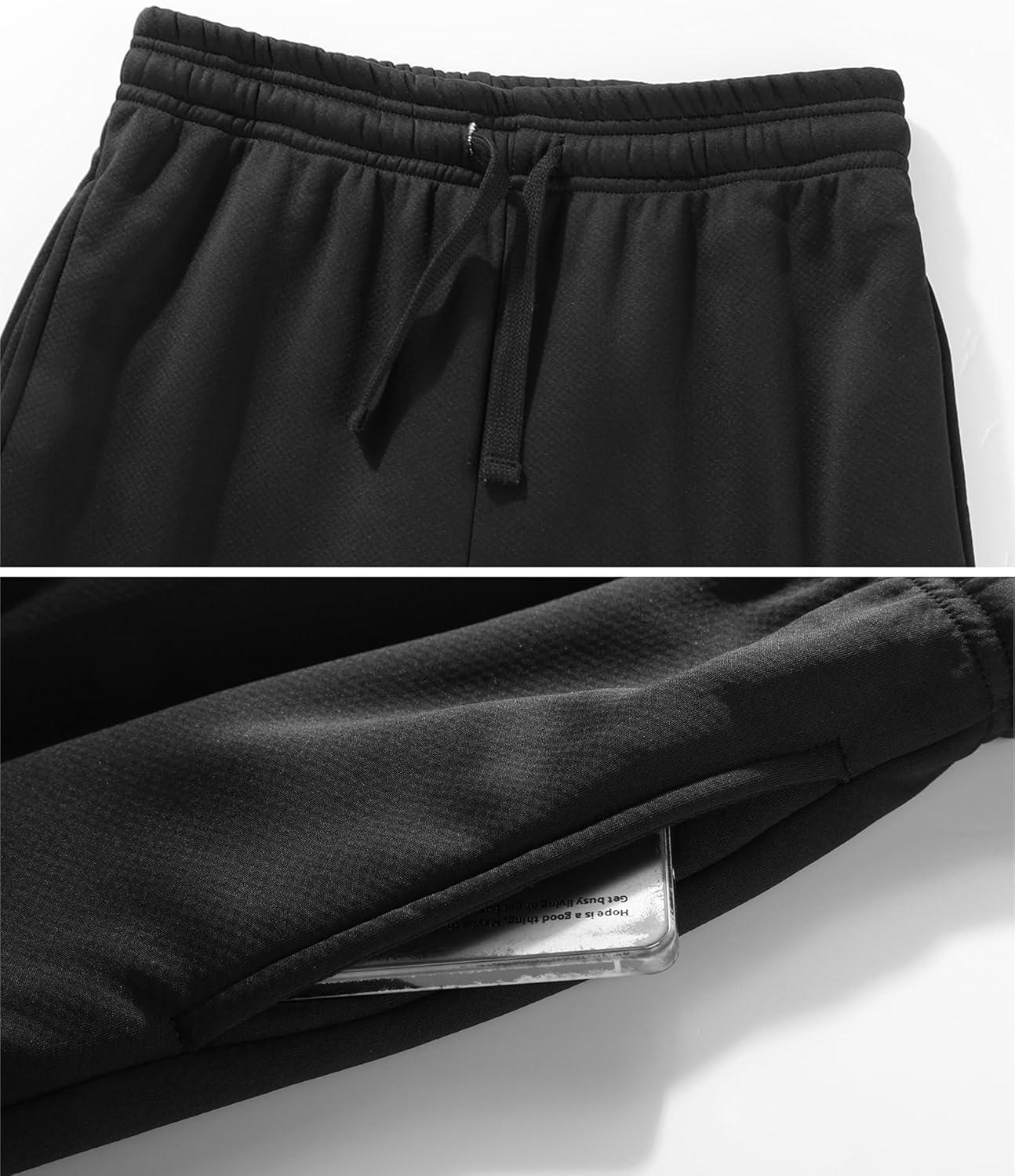 imageZITY Mens Thick Fleece Winter Pants Heavyweight Warm Sherpa Lined Athletic Jogger Sweatpants with Pockets002blackribbed Cuff
