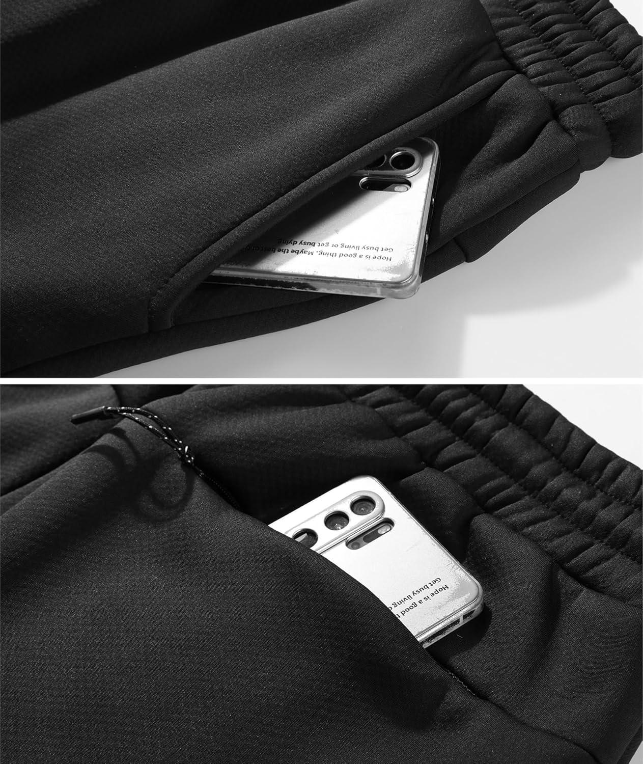 imageZITY Mens Thick Fleece Winter Pants Heavyweight Warm Sherpa Lined Athletic Jogger Sweatpants with Pockets003blackribbed Cuff