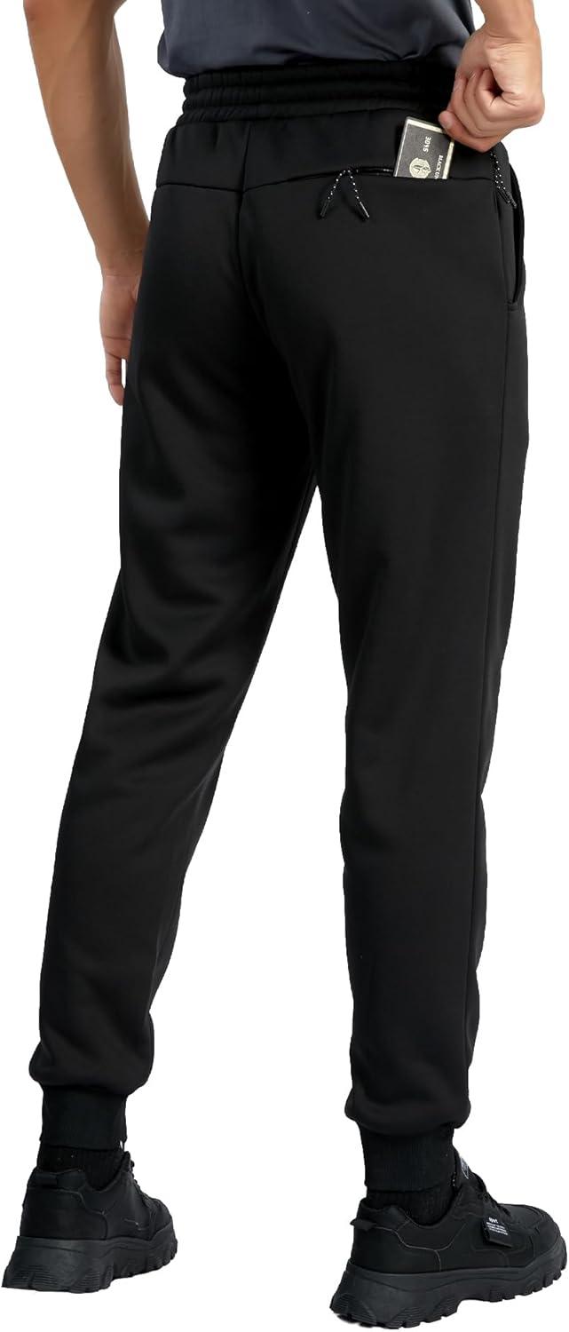imageZITY Mens Thick Fleece Winter Pants Heavyweight Warm Sherpa Lined Athletic Jogger Sweatpants with Pockets003blackribbed Cuff