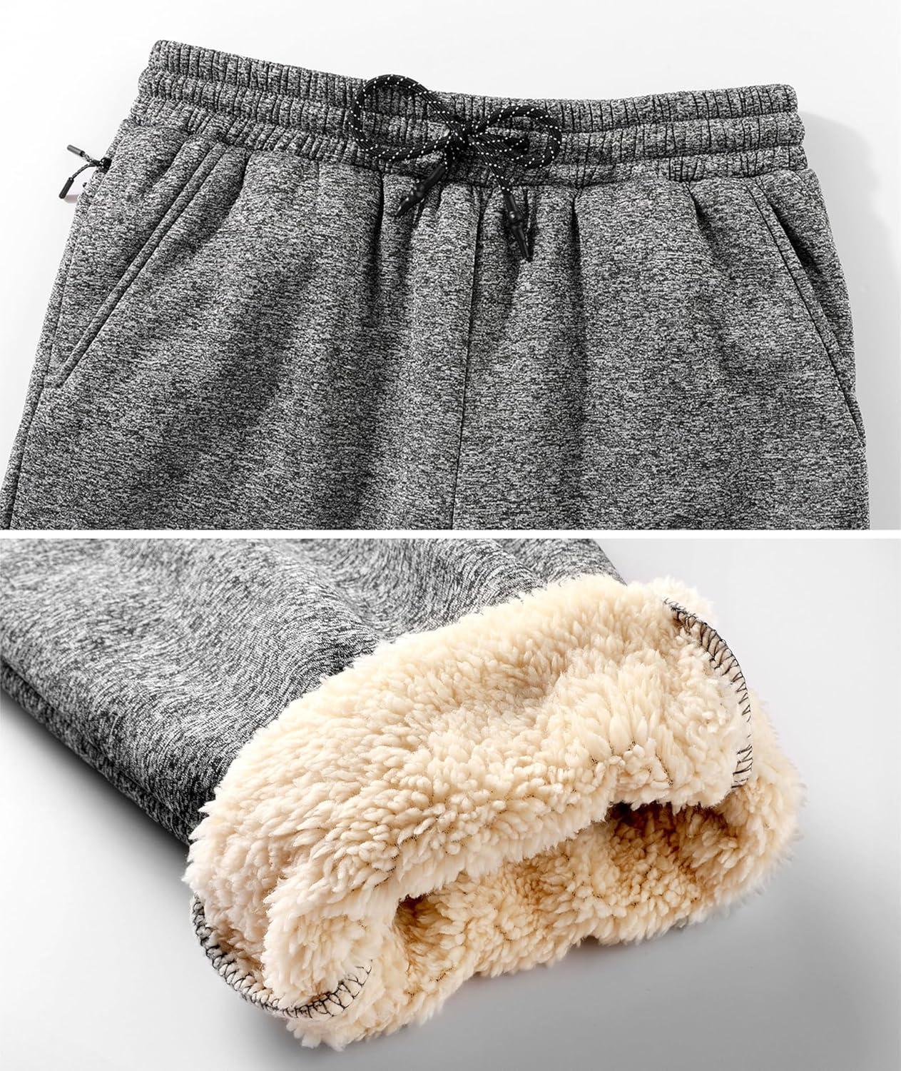 imageZITY Mens Thick Fleece Winter Pants Heavyweight Warm Sherpa Lined Athletic Jogger Sweatpants with Pockets003grayribbed Cuff