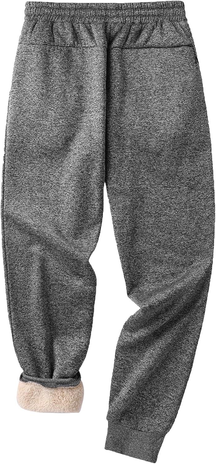 imageZITY Mens Thick Fleece Winter Pants Heavyweight Warm Sherpa Lined Athletic Jogger Sweatpants with Pockets003grayribbed Cuff