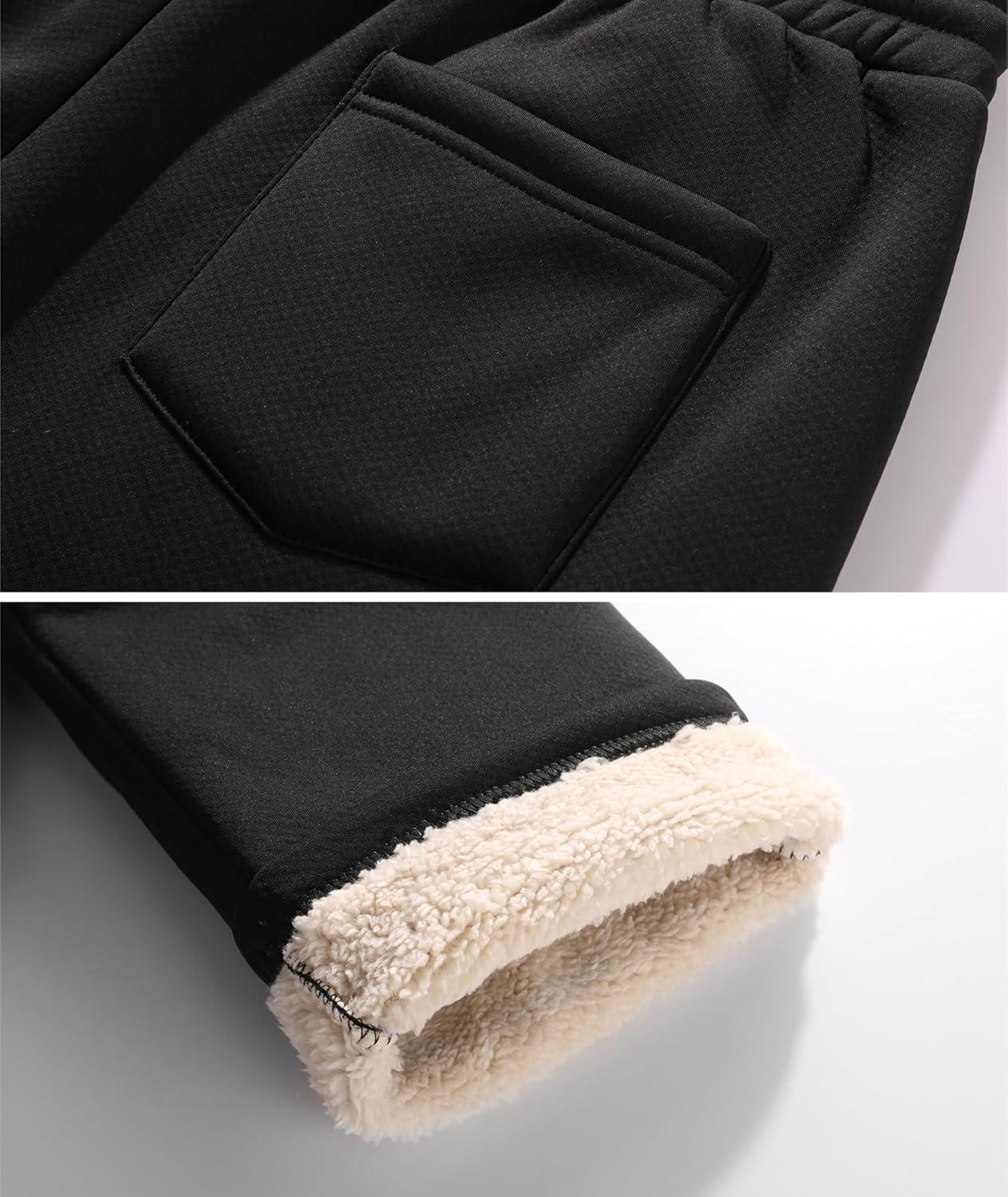 imageZITY Mens Thick Fleece Winter Pants Heavyweight Warm Sherpa Lined Athletic Jogger Sweatpants with Pockets006blackstraight Cuff