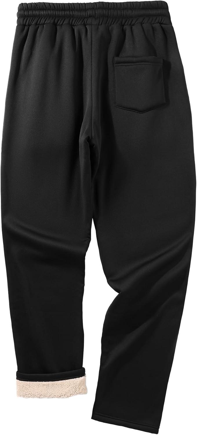 imageZITY Mens Thick Fleece Winter Pants Heavyweight Warm Sherpa Lined Athletic Jogger Sweatpants with Pockets006blackstraight Cuff