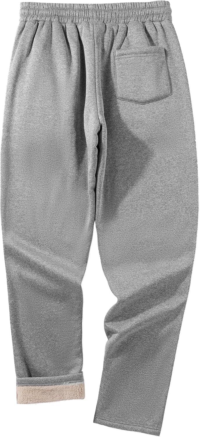 imageZITY Mens Thick Fleece Winter Pants Heavyweight Warm Sherpa Lined Athletic Jogger Sweatpants with Pockets006graystraight Cuff