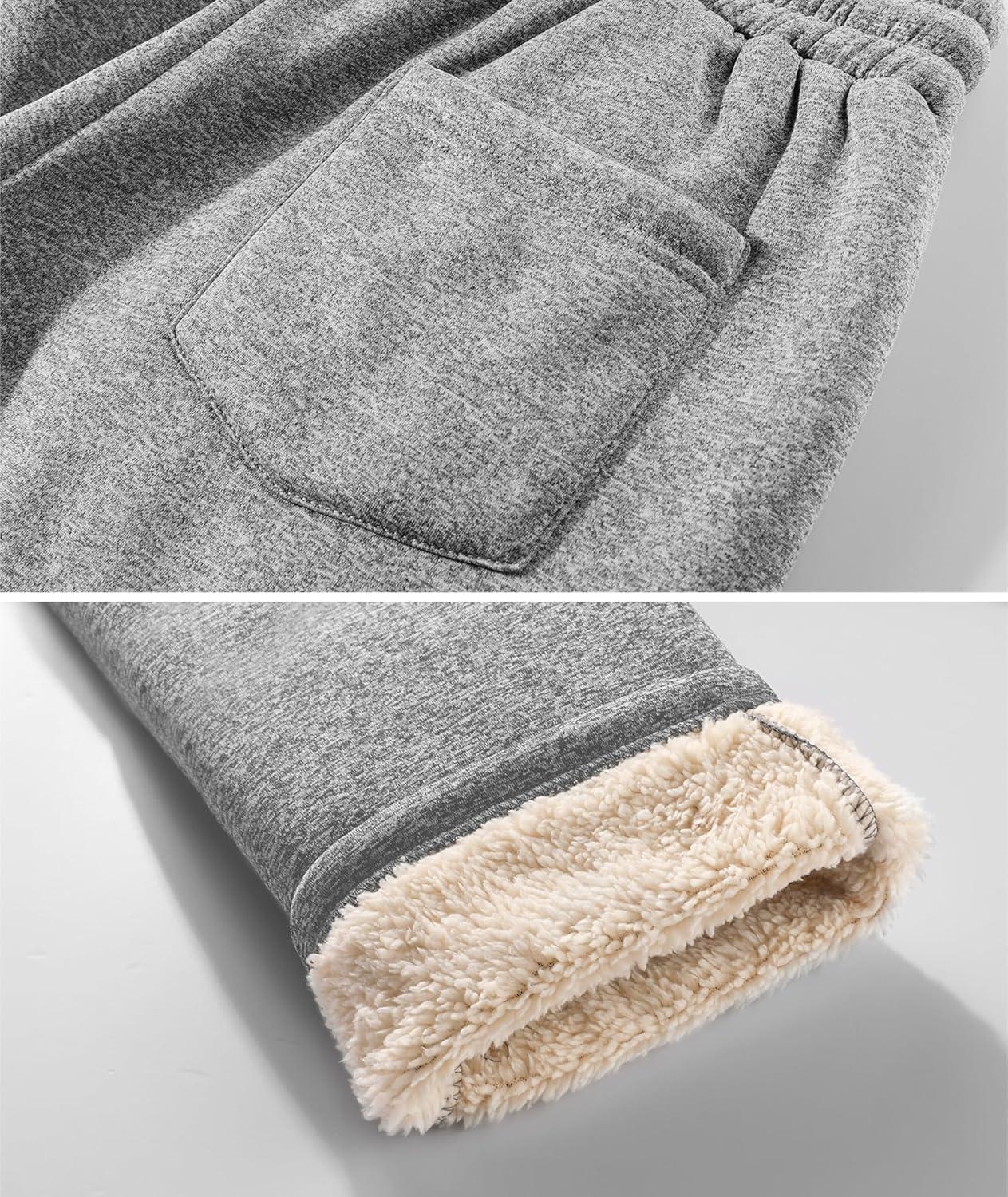 imageZITY Mens Thick Fleece Winter Pants Heavyweight Warm Sherpa Lined Athletic Jogger Sweatpants with Pockets006graystraight Cuff