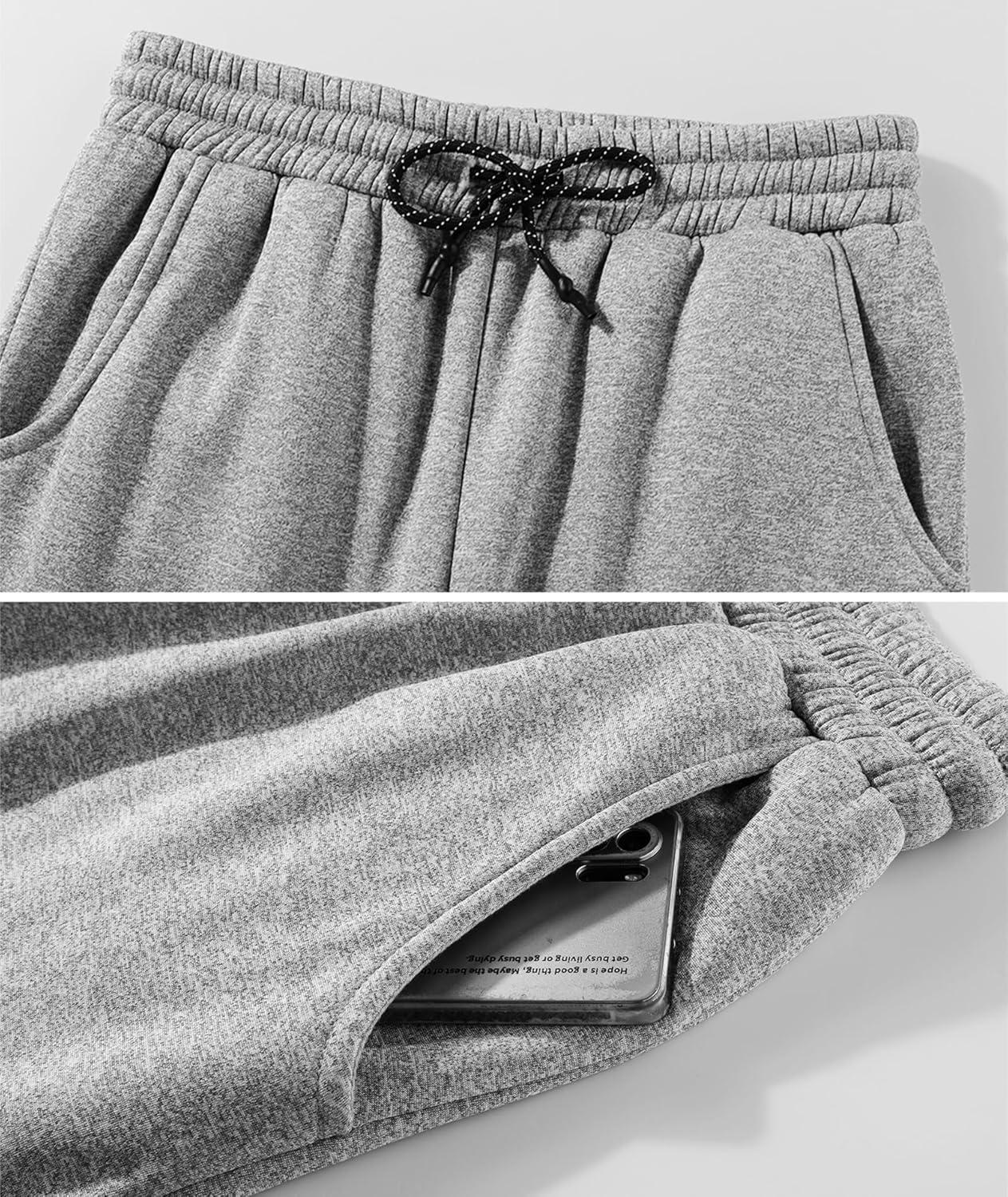 imageZITY Mens Thick Fleece Winter Pants Heavyweight Warm Sherpa Lined Athletic Jogger Sweatpants with Pockets006graystraight Cuff