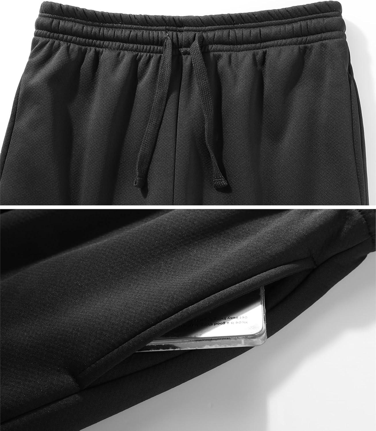 imageZITY Mens Thick Fleece Winter Pants Heavyweight Warm Sherpa Lined Athletic Jogger Sweatpants with Pockets021blackstraight Cuff