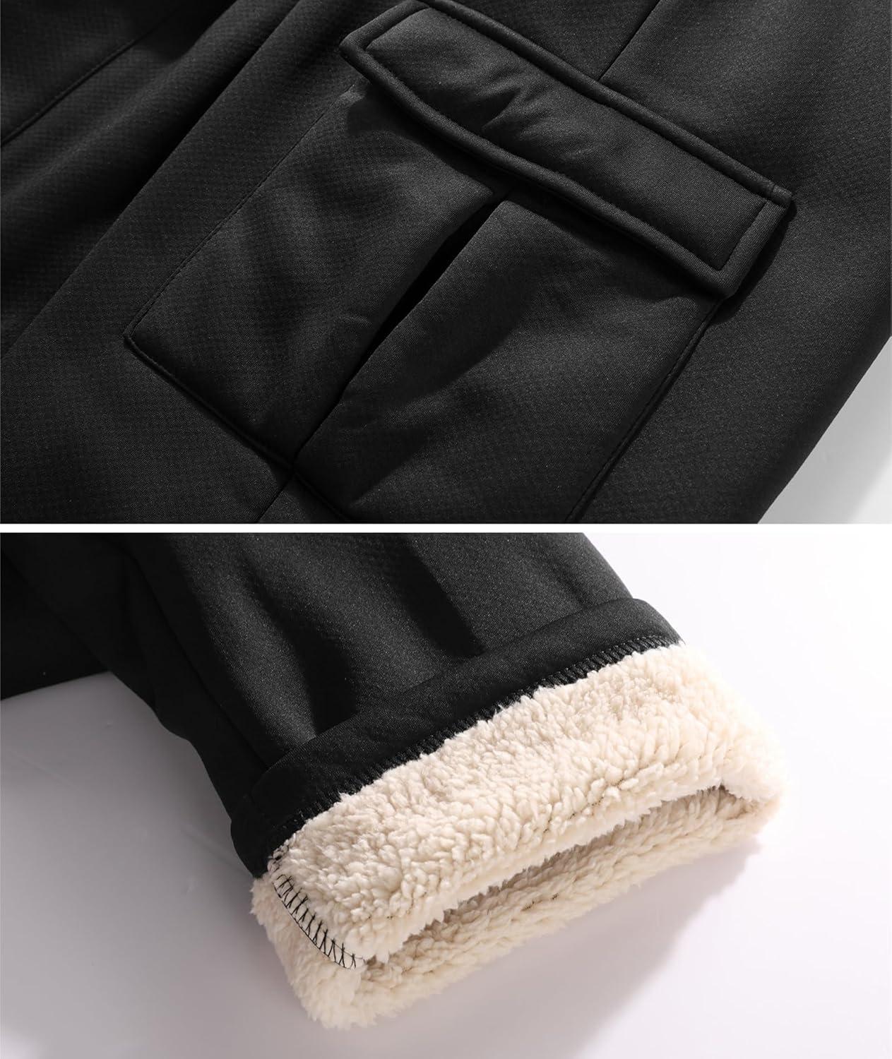 imageZITY Mens Thick Fleece Winter Pants Heavyweight Warm Sherpa Lined Athletic Jogger Sweatpants with Pockets021blackstraight Cuff