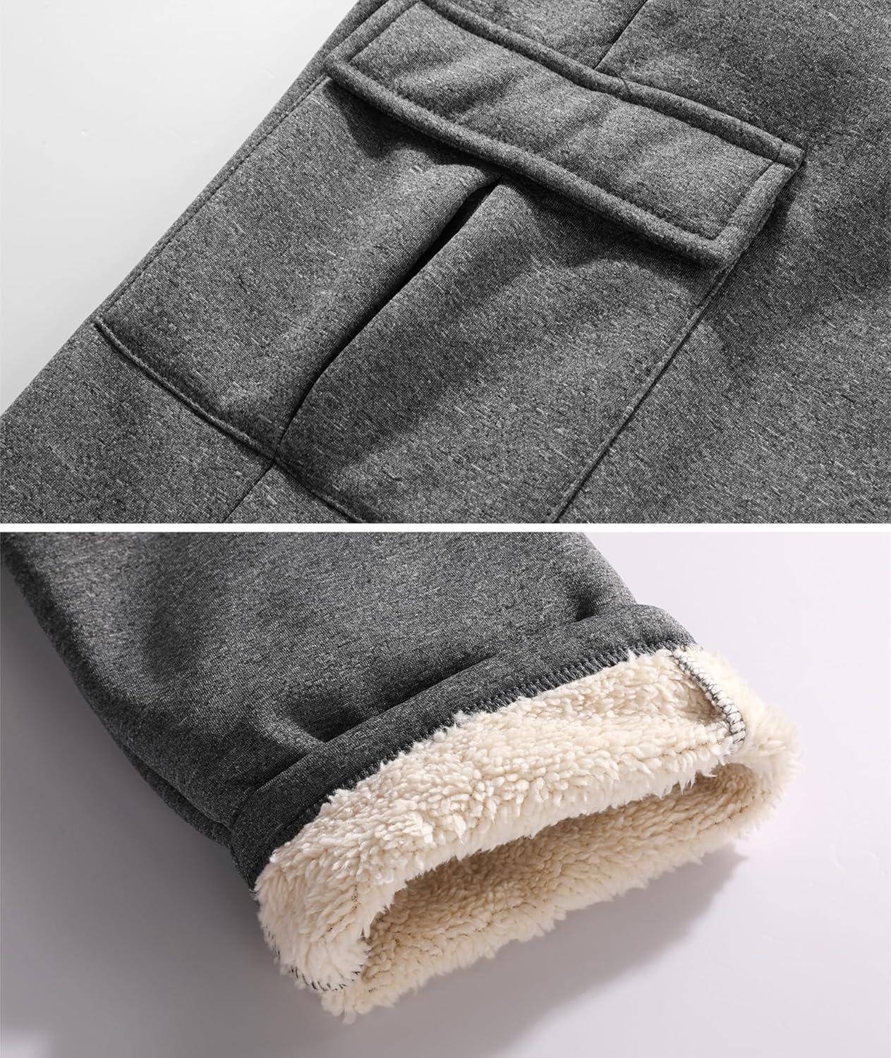 imageZITY Mens Thick Fleece Winter Pants Heavyweight Warm Sherpa Lined Athletic Jogger Sweatpants with Pockets021graystraight Cuff