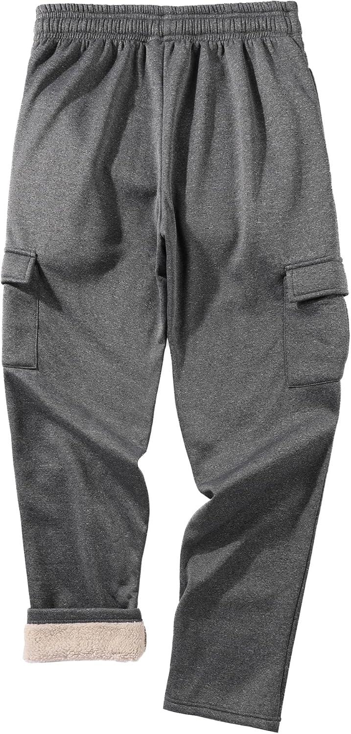 imageZITY Mens Thick Fleece Winter Pants Heavyweight Warm Sherpa Lined Athletic Jogger Sweatpants with Pockets021graystraight Cuff