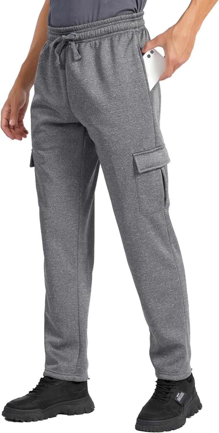 imageZITY Mens Thick Fleece Winter Pants Heavyweight Warm Sherpa Lined Athletic Jogger Sweatpants with Pockets021graystraight Cuff