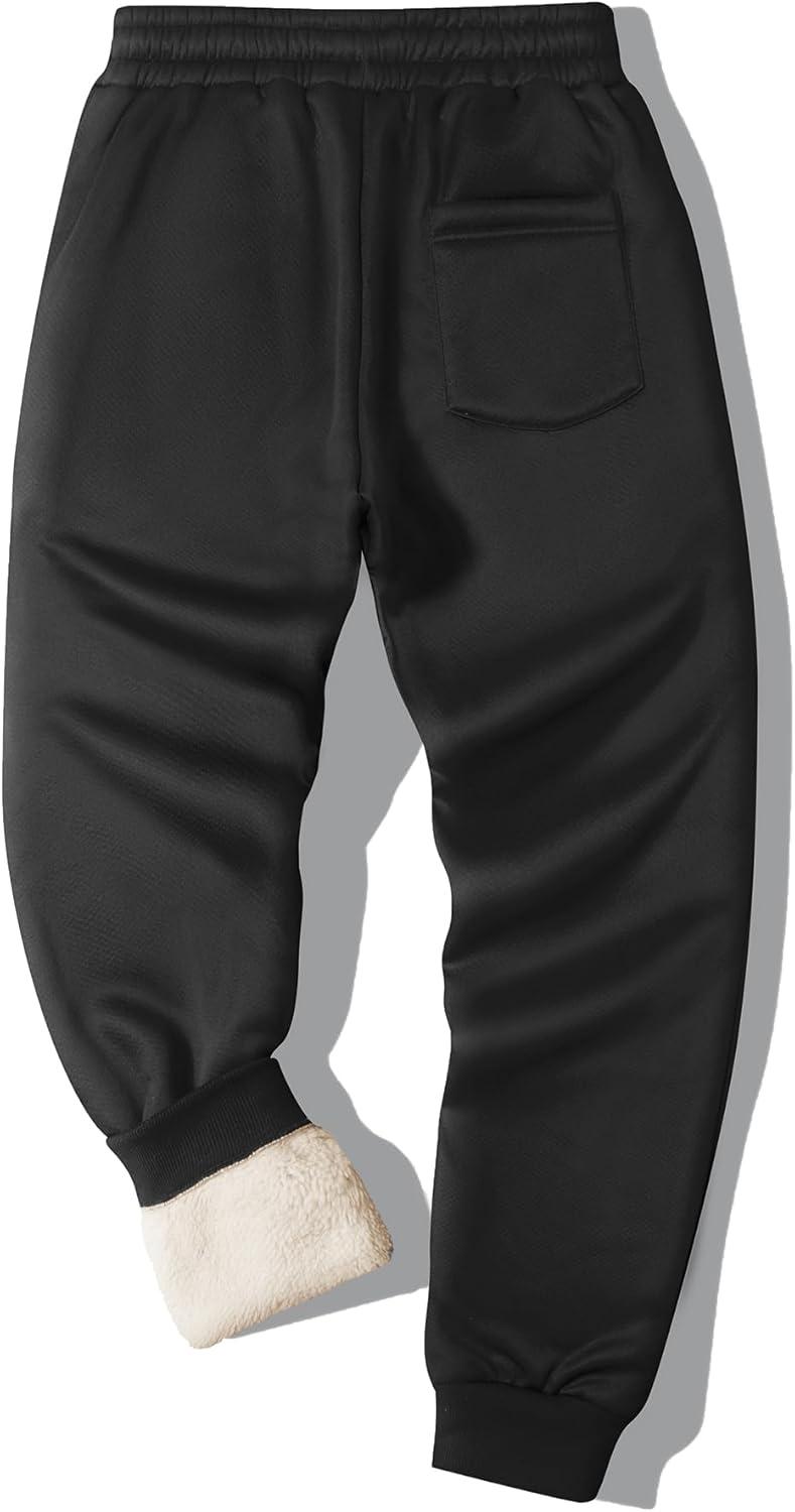 imageZITY Mens Thick Fleece Winter Pants Heavyweight Warm Sherpa Lined Athletic Jogger Sweatpants with PocketsBronze Black