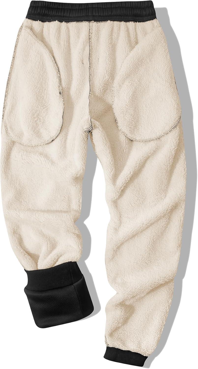 imageZITY Mens Thick Fleece Winter Pants Heavyweight Warm Sherpa Lined Athletic Jogger Sweatpants with PocketsBronze Black