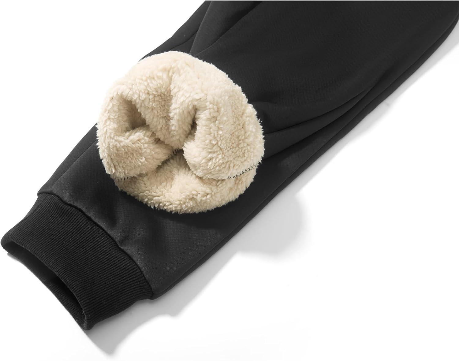 imageZITY Mens Thick Fleece Winter Pants Heavyweight Warm Sherpa Lined Athletic Jogger Sweatpants with PocketsDeep Black
