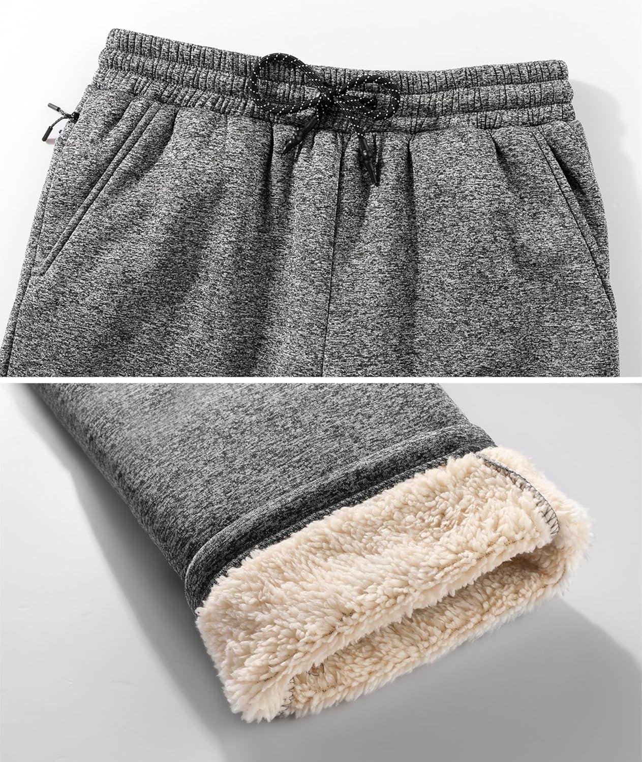 imageZITY Mens Thick Fleece Winter Pants Heavyweight Warm Sherpa Lined Athletic Jogger Sweatpants with PocketsGray