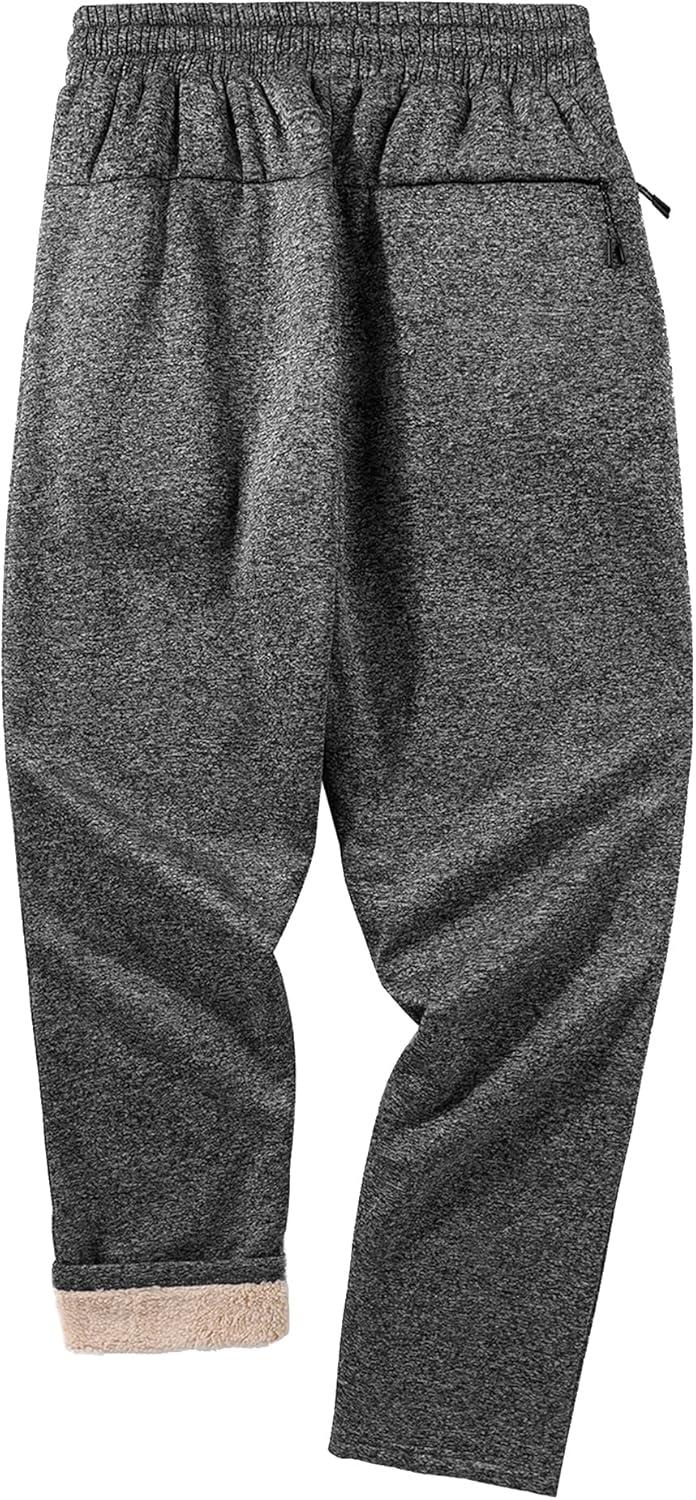 imageZITY Mens Thick Fleece Winter Pants Heavyweight Warm Sherpa Lined Athletic Jogger Sweatpants with PocketsGray