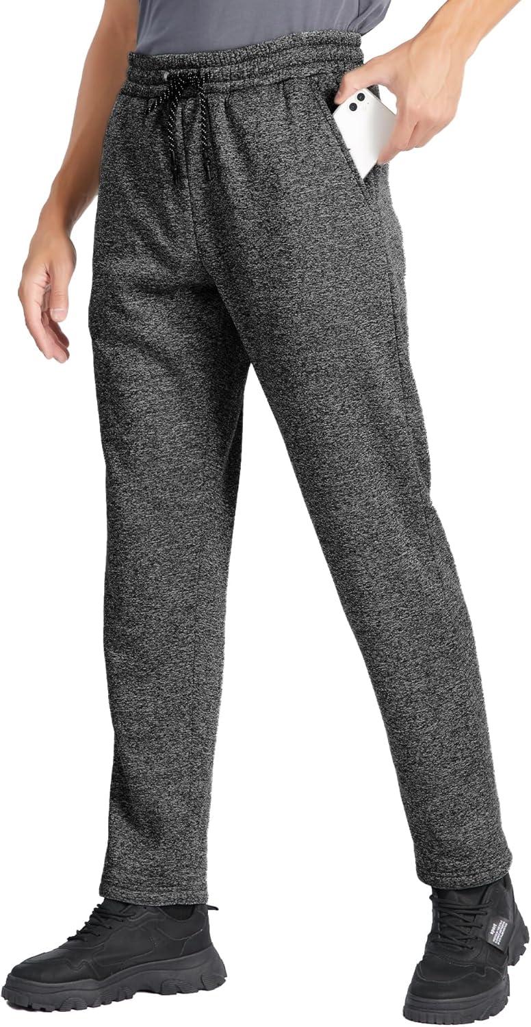 imageZITY Mens Thick Fleece Winter Pants Heavyweight Warm Sherpa Lined Athletic Jogger Sweatpants with PocketsGray