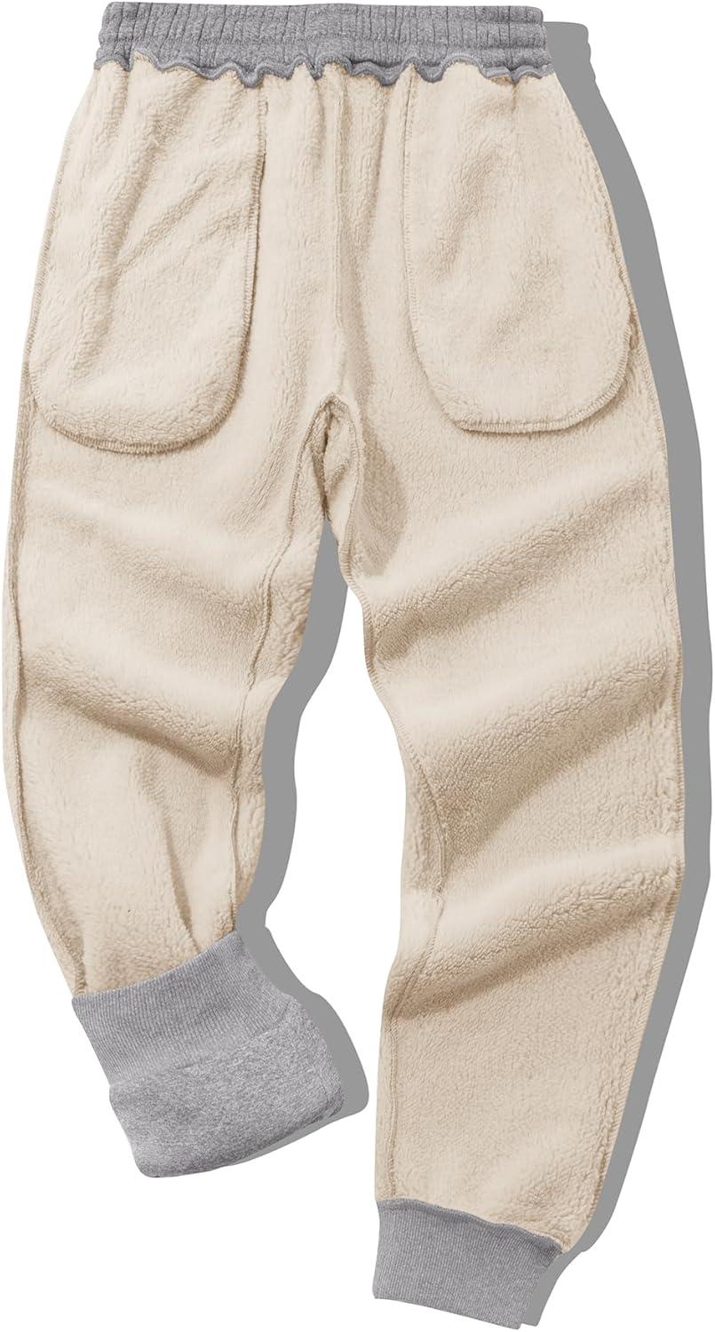 imageZITY Mens Thick Fleece Winter Pants Heavyweight Warm Sherpa Lined Athletic Jogger Sweatpants with PocketsLight Gray