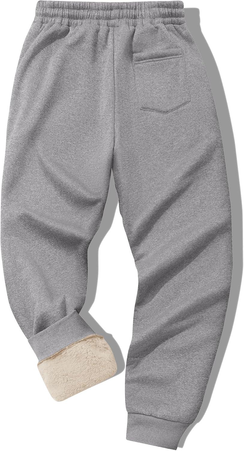 imageZITY Mens Thick Fleece Winter Pants Heavyweight Warm Sherpa Lined Athletic Jogger Sweatpants with PocketsLight Gray
