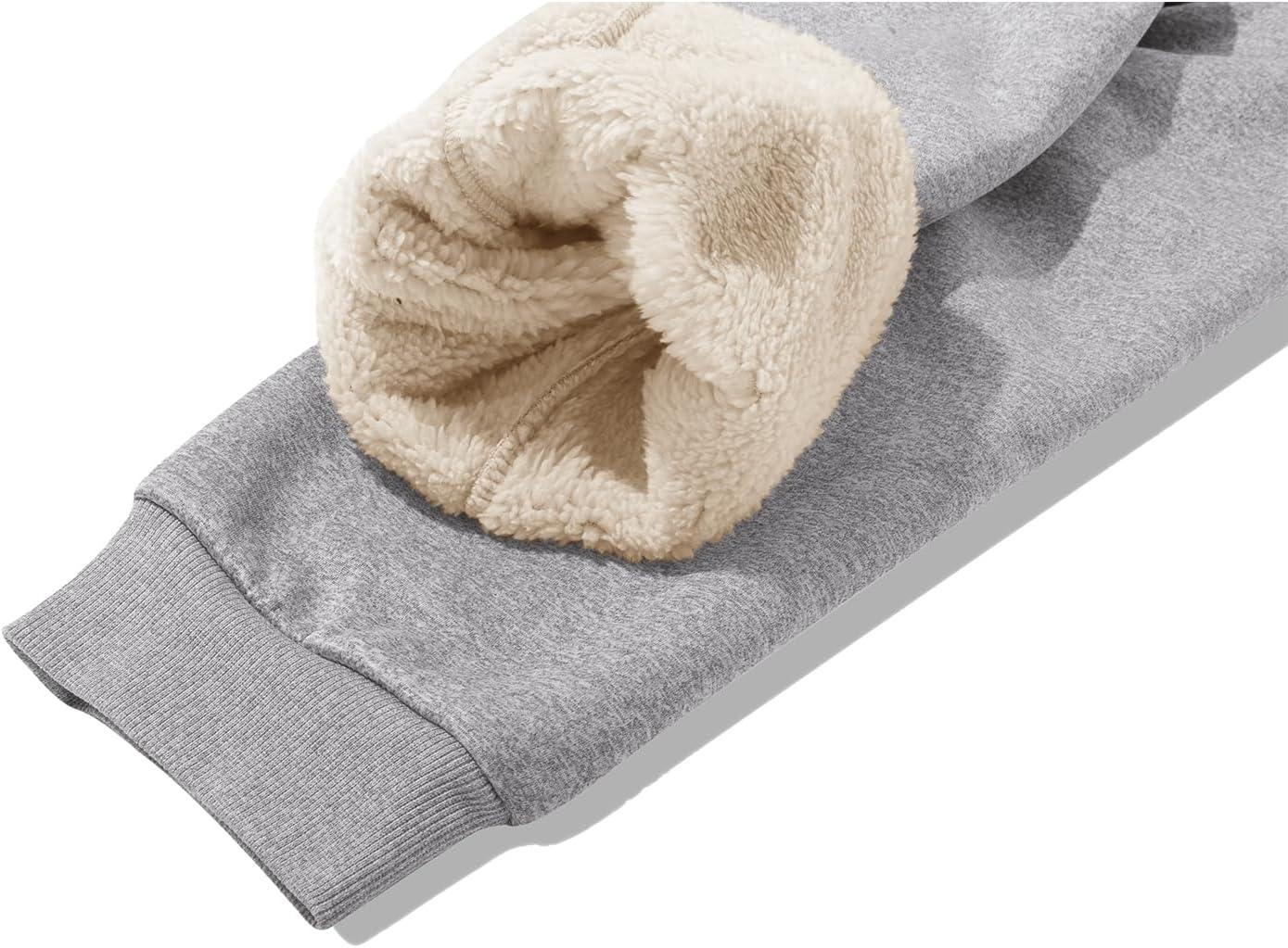 imageZITY Mens Thick Fleece Winter Pants Heavyweight Warm Sherpa Lined Athletic Jogger Sweatpants with PocketsLight Gray