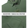 imageZITY 3 Pack Long Sleeve Polo Shirts for Men with Pocket Moisture Wicking Outdoor Workwear Office Casual Collared Shirts FallBlackarmy Greenkhaki
