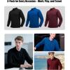 imageZITY 3 Pack Long Sleeve Polo Shirts for Men with Pocket Moisture Wicking Outdoor Workwear Office Casual Collared Shirts FallBlackkhakiarmy Green