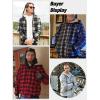 imageZITY Heavy Thick Hoodies for Men Plaid Flannel Warm Sherpa Fleece Lined Winter Full Zip Up CoatRed